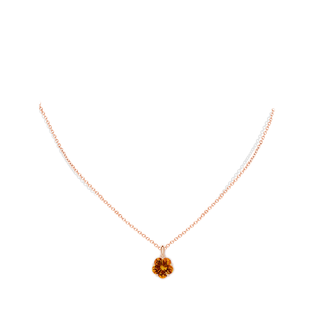 10mm AAAA Solitaire Five-Petal Flower Citrine Pendant in Rose Gold Body-Neck