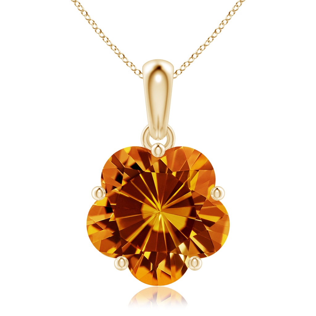 10mm AAAA Solitaire Five-Petal Flower Citrine Pendant in Yellow Gold