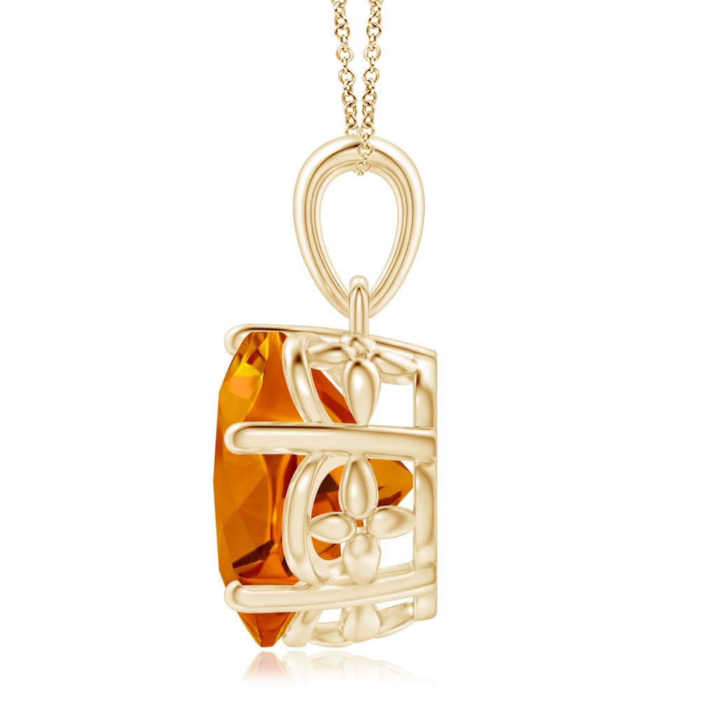 10mm AAAA Solitaire Five-Petal Flower Citrine Pendant in Yellow Gold - side_1