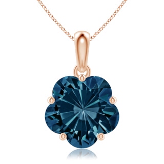 10mm AAAA Solitaire Five-Petal Flower London Blue Topaz Pendant in 9K Rose Gold