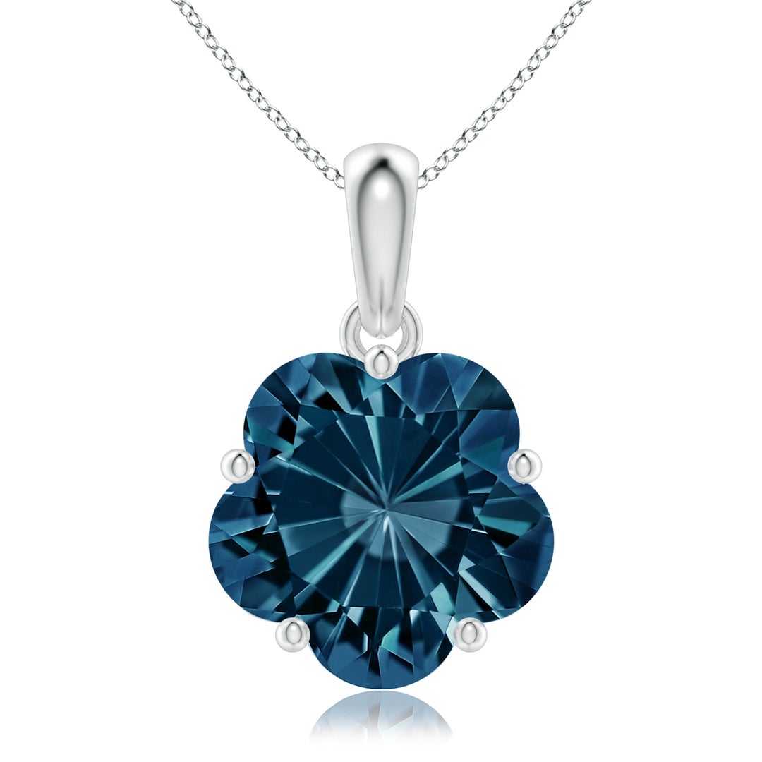10mm AAAA Solitaire Five-Petal Flower London Blue Topaz Pendant in P950 Platinum
