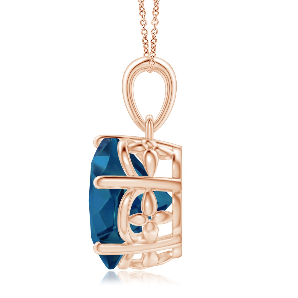 10mm AAAA Solitaire Five-Petal Flower London Blue Topaz Pendant in Rose Gold - side_1