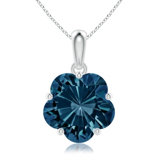 10mm AAAA Solitaire Five-Petal Flower London Blue Topaz Pendant in White Gold