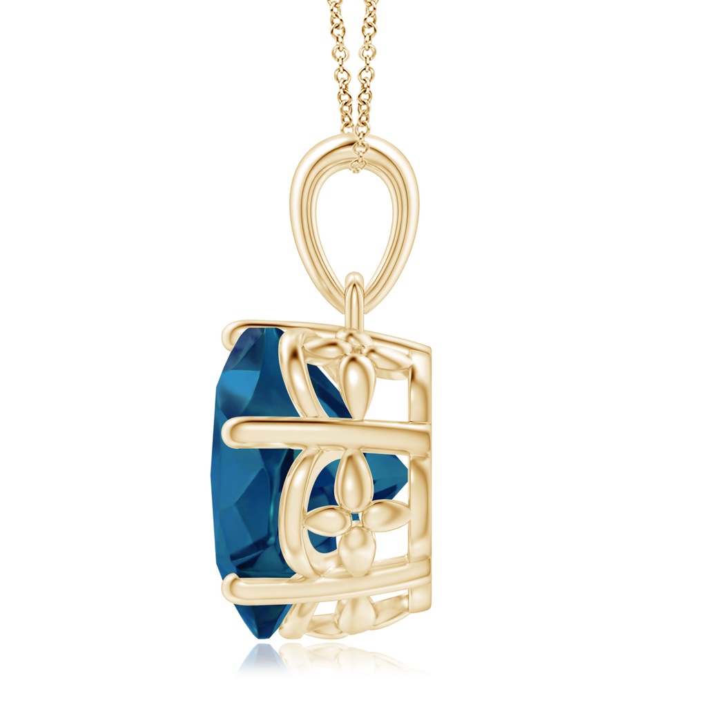10mm AAAA Solitaire Five-Petal Flower London Blue Topaz Pendant in Yellow Gold - side_1