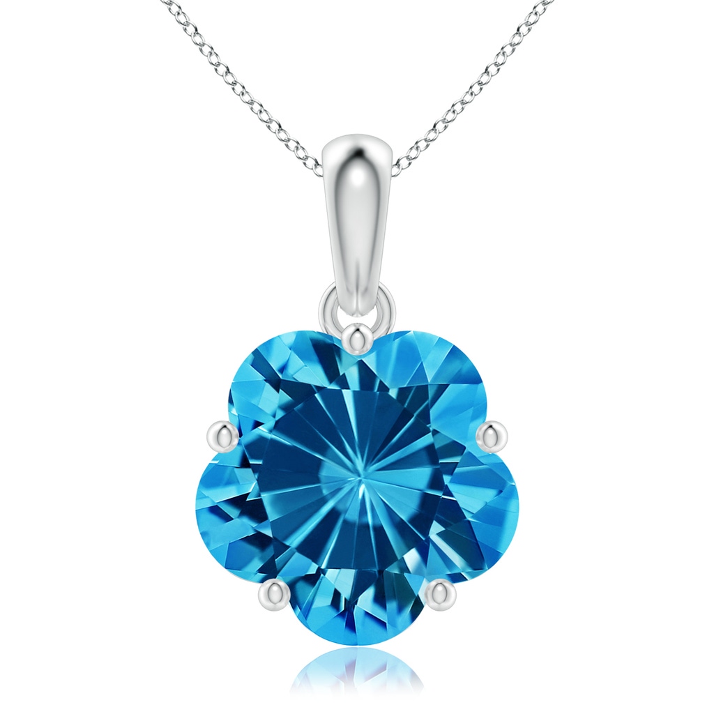 10mm AAAA Solitaire Five-Petal Flower Swiss Blue Topaz Pendant in P950 Platinum