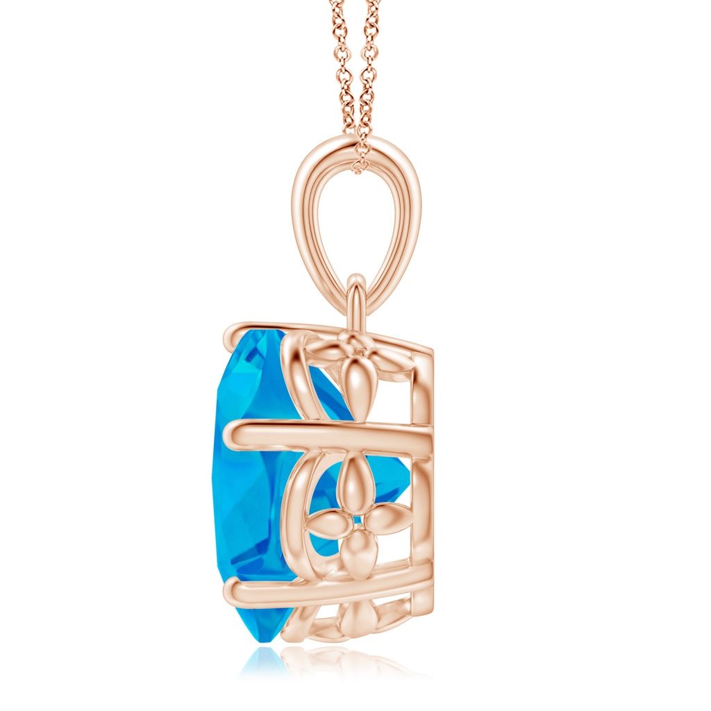 10mm AAAA Solitaire Five-Petal Flower Swiss Blue Topaz Pendant in Rose Gold - side_1