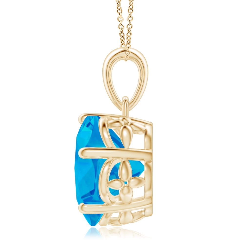 10mm AAAA Solitaire Five-Petal Flower Swiss Blue Topaz Pendant in Yellow Gold - side_1