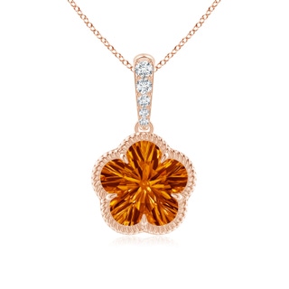 8mm AAAA Five-Petal Flower Citrine Twisted Wire Halo Pendant in Rose Gold