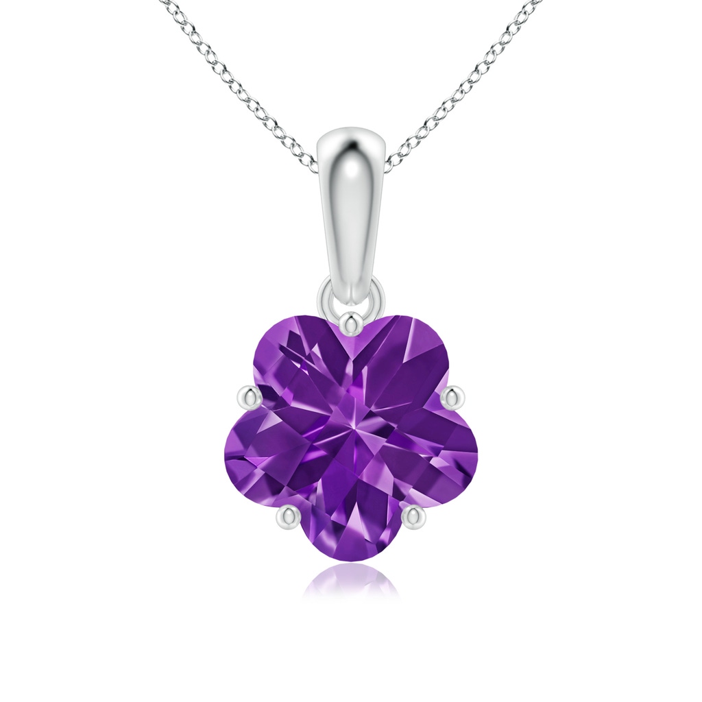 8mm AAAA Classic Five-Petal Flower Amethyst Pendant in P950 Platinum