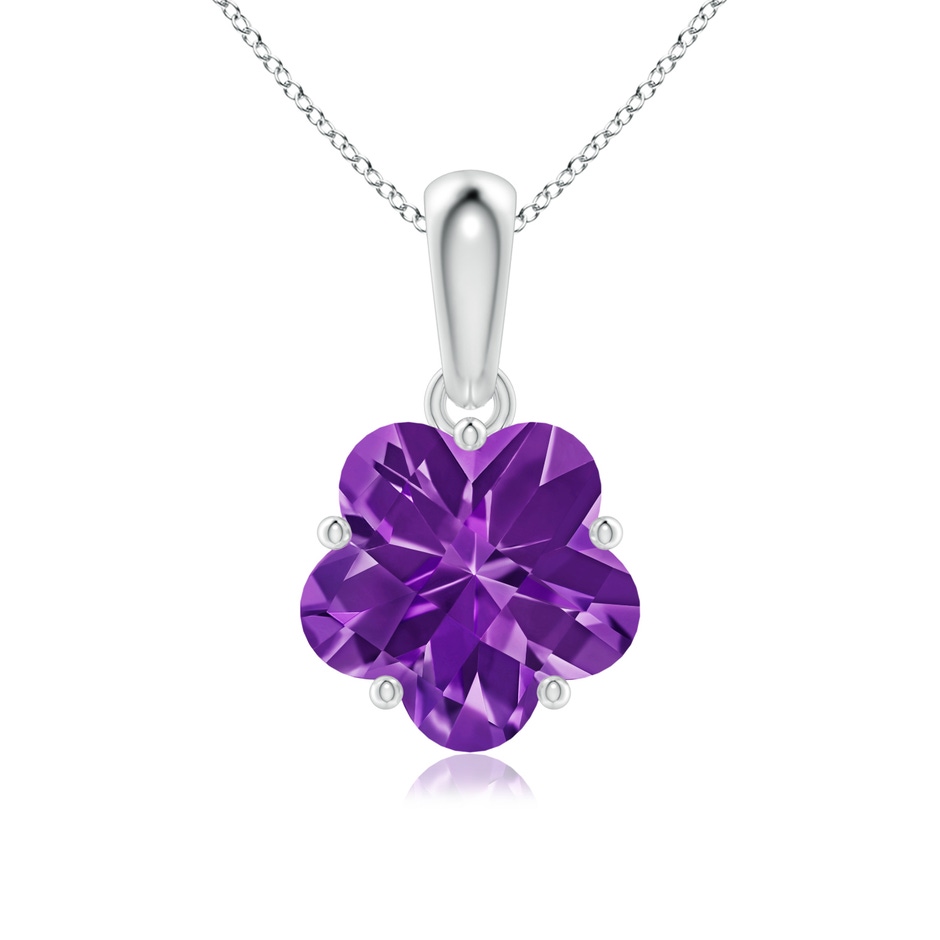 8mm AAAA Classic Five-Petal Flower Amethyst Pendant in P950 Platinum 