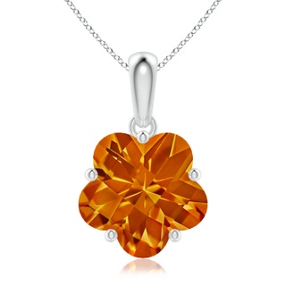10mm AAAA Classic Five-Petal Flower Citrine Pendant in White Gold