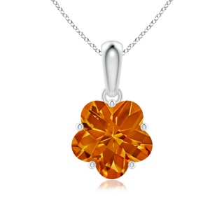 8mm AAAA Classic Five-Petal Flower Citrine Pendant in P950 Platinum