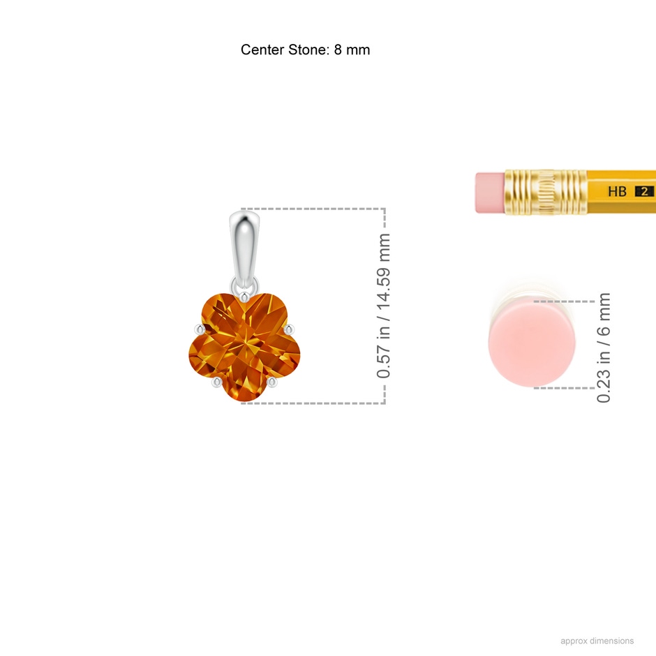 8mm AAAA Classic Five-Petal Flower Citrine Pendant in P950 Platinum ruler