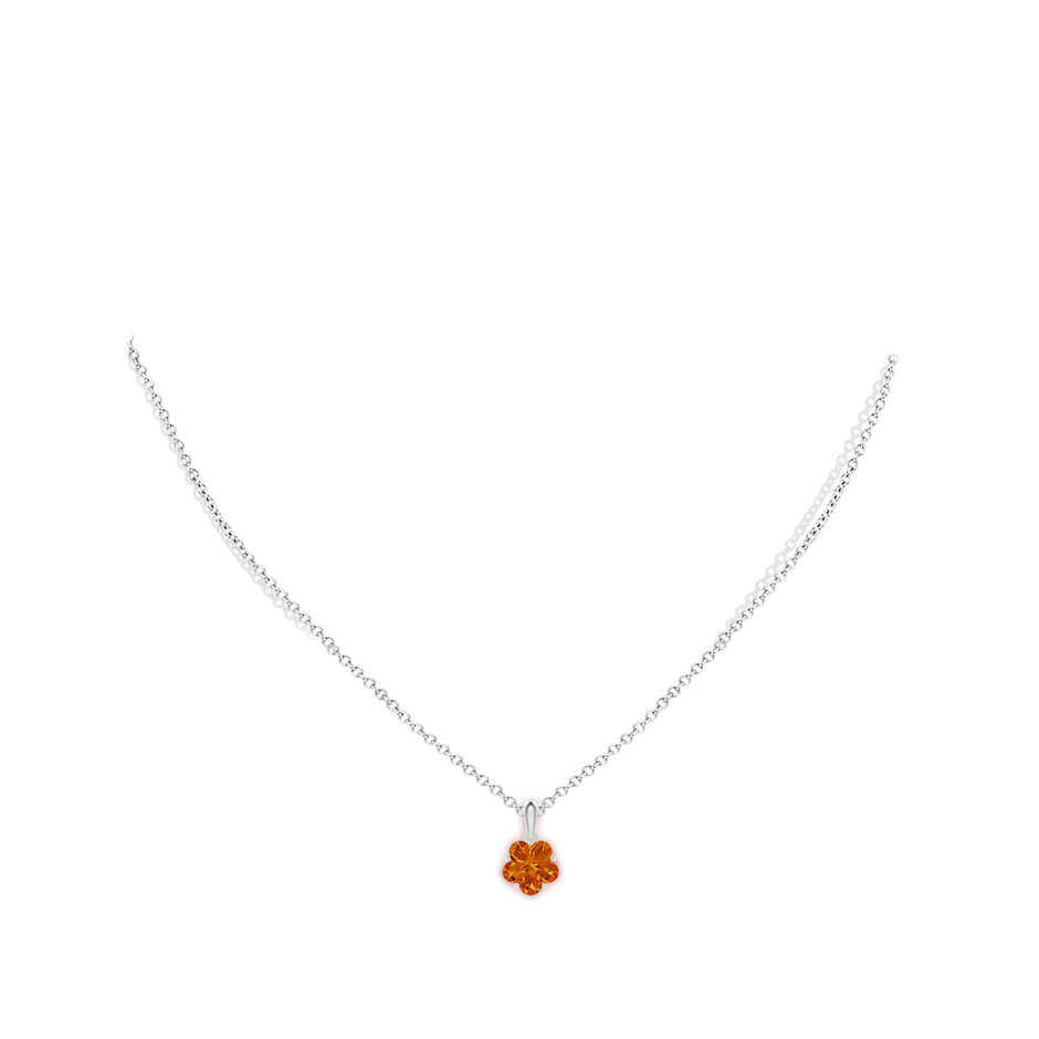 8mm AAAA Classic Five-Petal Flower Citrine Pendant in P950 Platinum body-neck