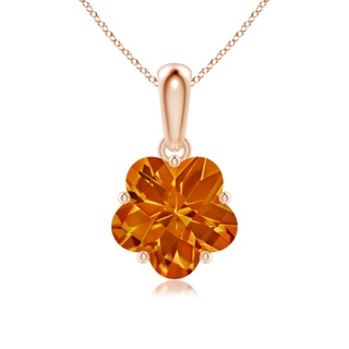 8mm AAAA Classic Five-Petal Flower Citrine Pendant in Rose Gold