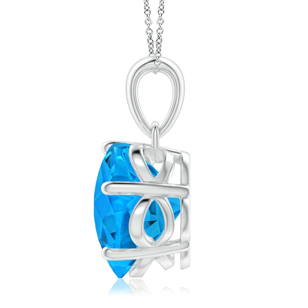 10mm AAAA Classic Five-Petal Flower Swiss Blue Topaz Pendant in White Gold - side_1