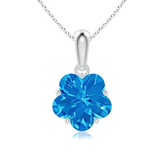 8mm AAAA Classic Five-Petal Flower Swiss Blue Topaz Pendant in P950 Platinum