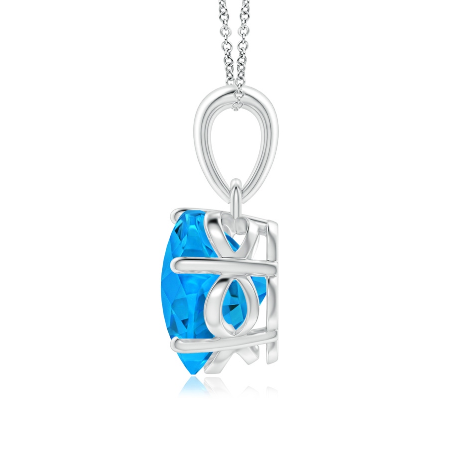 8mm AAAA Classic Five-Petal Flower Swiss Blue Topaz Pendant in P950 Platinum side-1