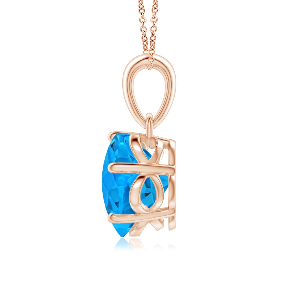8mm AAAA Classic Five-Petal Flower Swiss Blue Topaz Pendant in Rose Gold - side_1