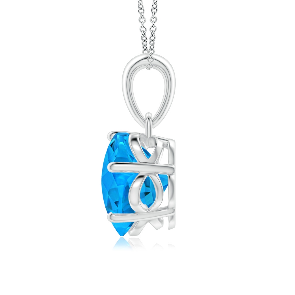 8mm AAAA Classic Five-Petal Flower Swiss Blue Topaz Pendant in White Gold - side_1