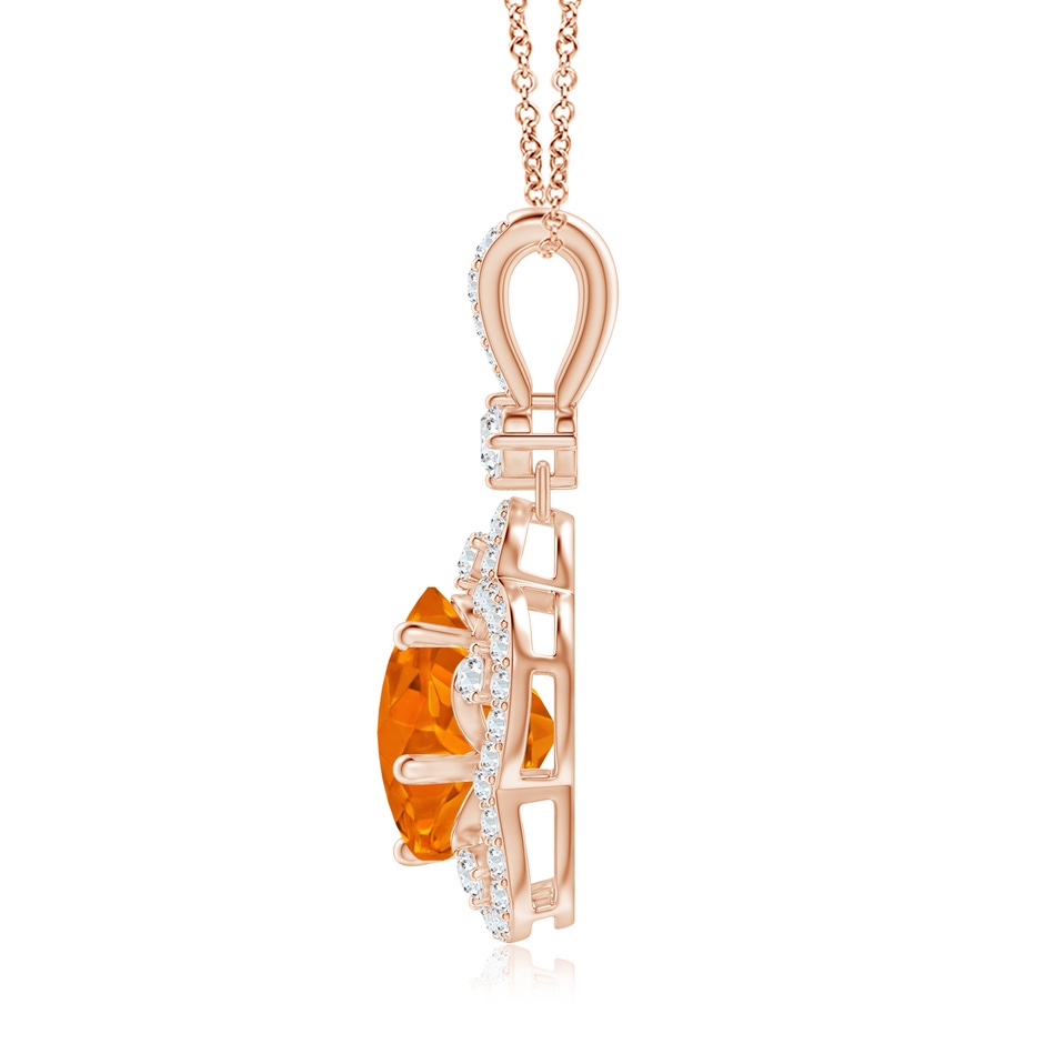10mm AAAA Five-Petal Flower Citrine and Diamond Halo Pendant in Rose Gold side-1