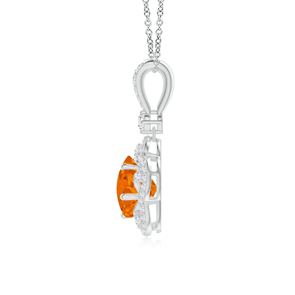 8mm AAAA Five-Petal Flower Citrine and Diamond Halo Pendant in White Gold - side_1