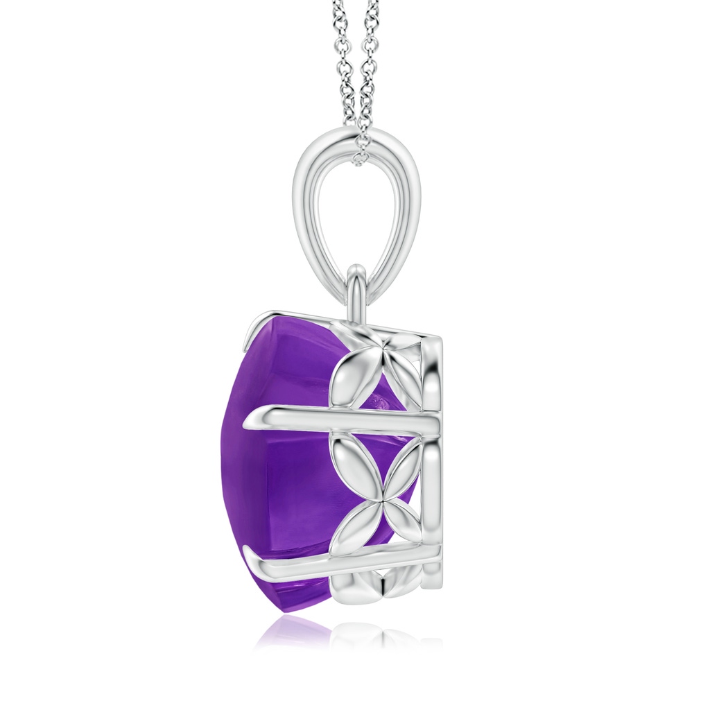 10mm AAAA Five-Petal Flower Amethyst Solitaire Pendant in P950 Platinum - side_1
