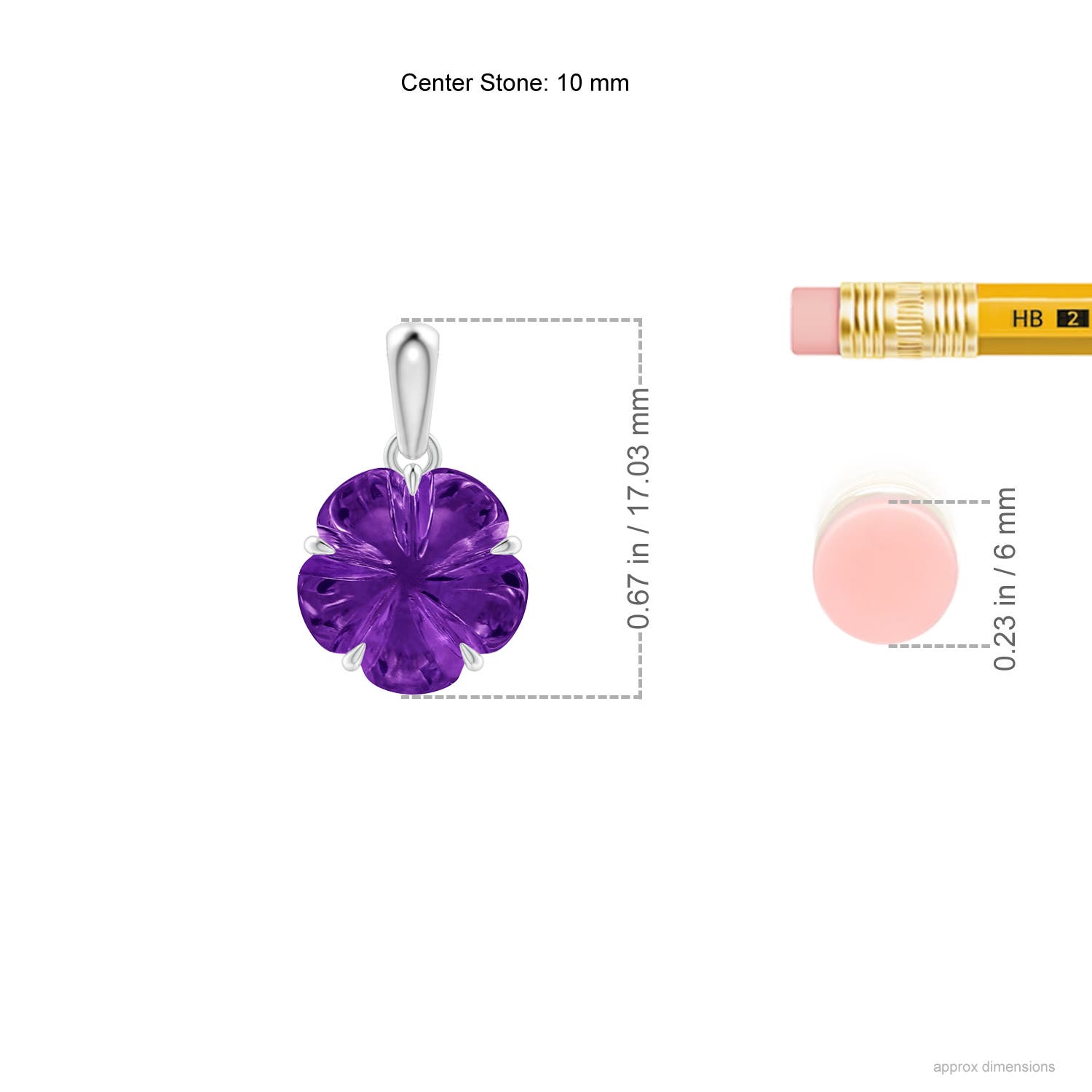 Five-Petal Flower Amethyst Solitaire Pendant