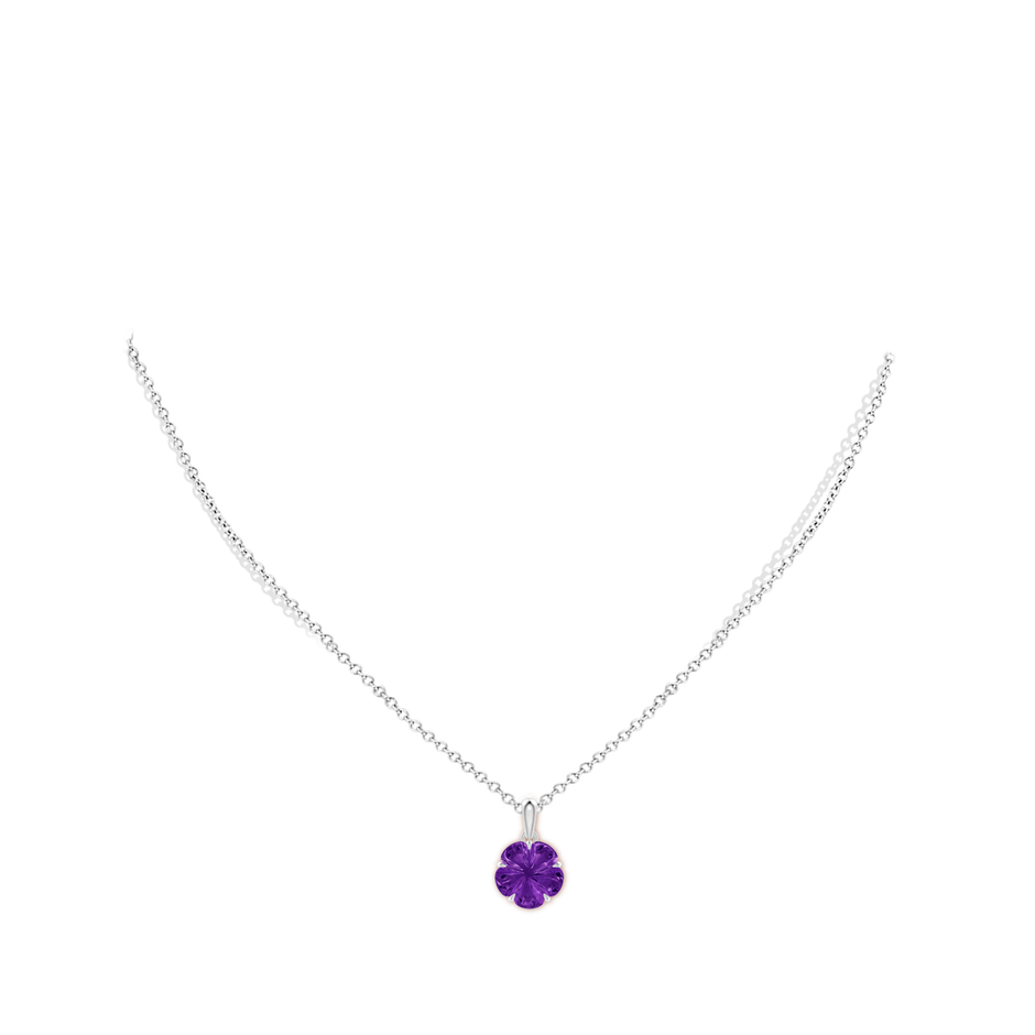 10mm AAAA Five-Petal Flower Amethyst Solitaire Pendant in P950 Platinum body-neck