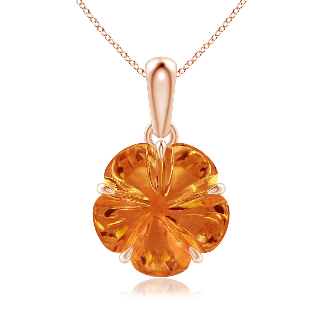 10mm AAAA Five-Petal Flower Citrine Solitaire Pendant in Rose Gold