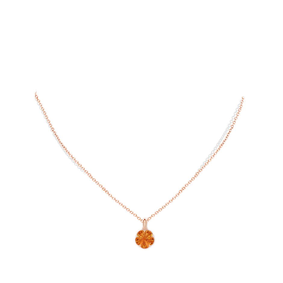 10mm AAAA Five-Petal Flower Citrine Solitaire Pendant in Rose Gold body-neck