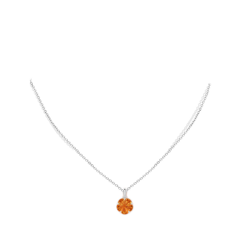 10mm AAAA Five-Petal Flower Citrine Solitaire Pendant in White Gold body-neck