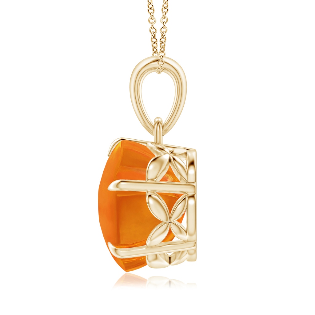 10mm AAAA Five-Petal Flower Citrine Solitaire Pendant in Yellow Gold Side-1