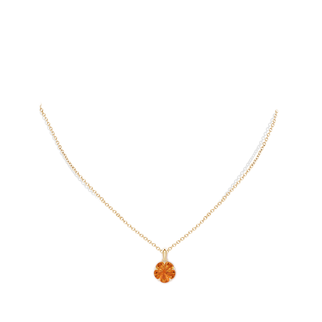 10mm AAAA Five-Petal Flower Citrine Solitaire Pendant in Yellow Gold Body-Neck