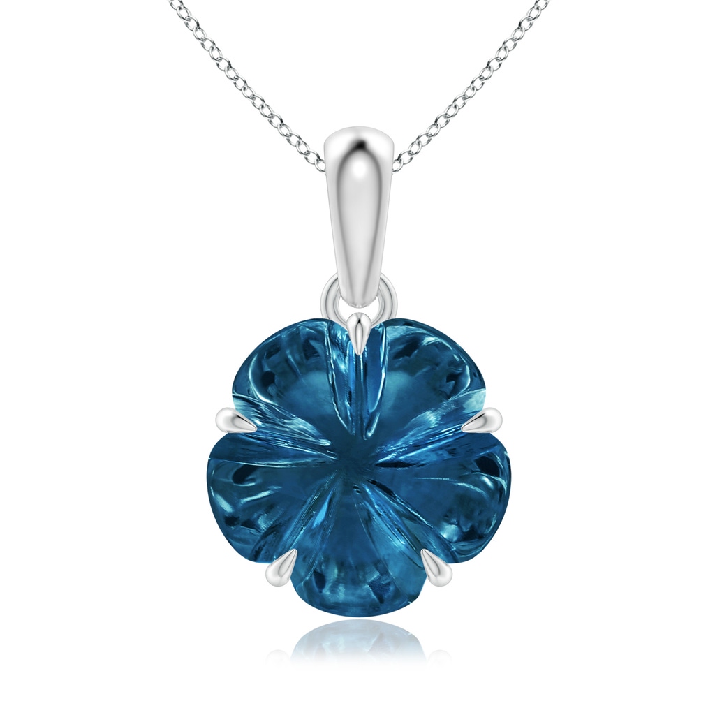 10mm AAAA Five-Petal Flower London Blue Topaz Solitaire Pendant in P950 Platinum