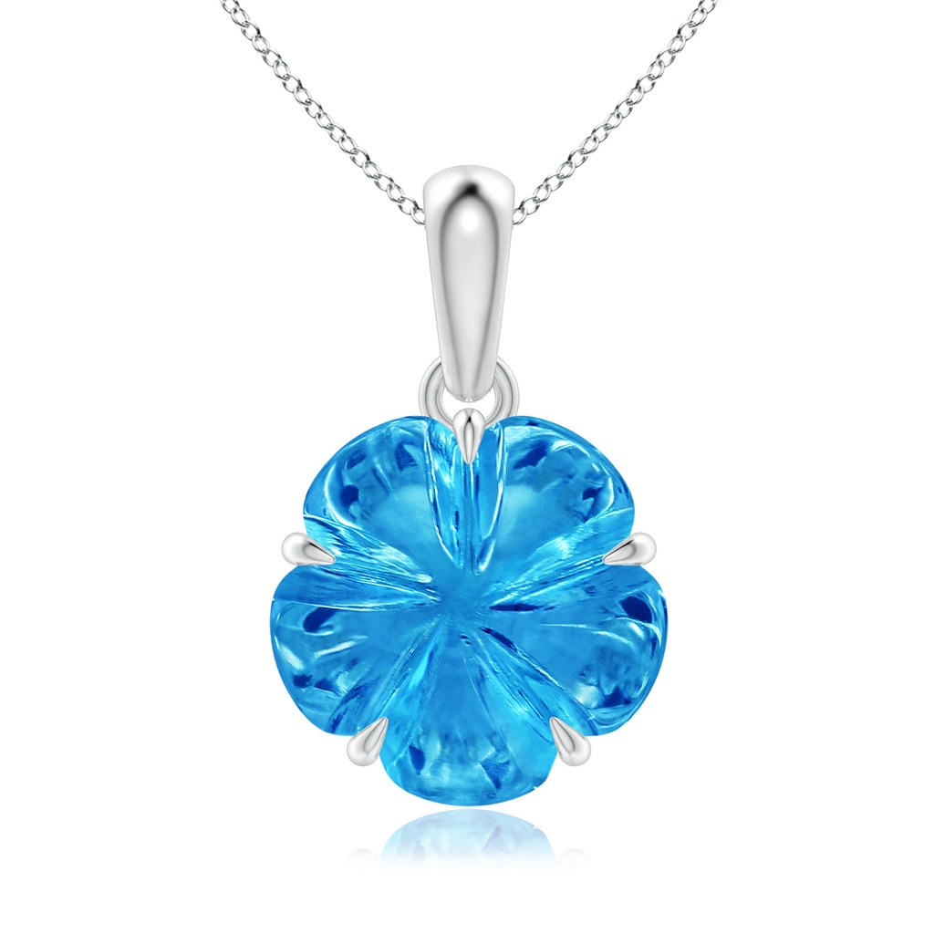 10mm AAAA Five-Petal Flower Swiss Blue Topaz Solitaire Pendant in P950 Platinum