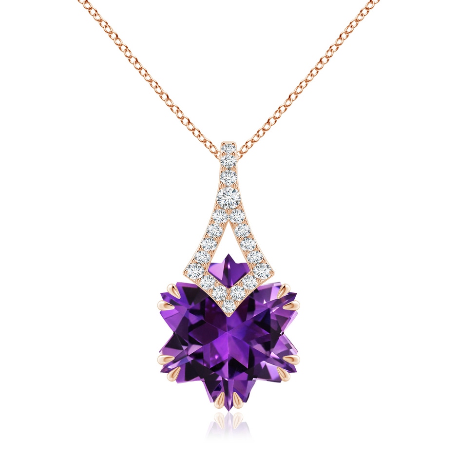 12mm AAAA Snowflake-Cut Amethyst Kite-Shaped Bale Pendant in Rose Gold 