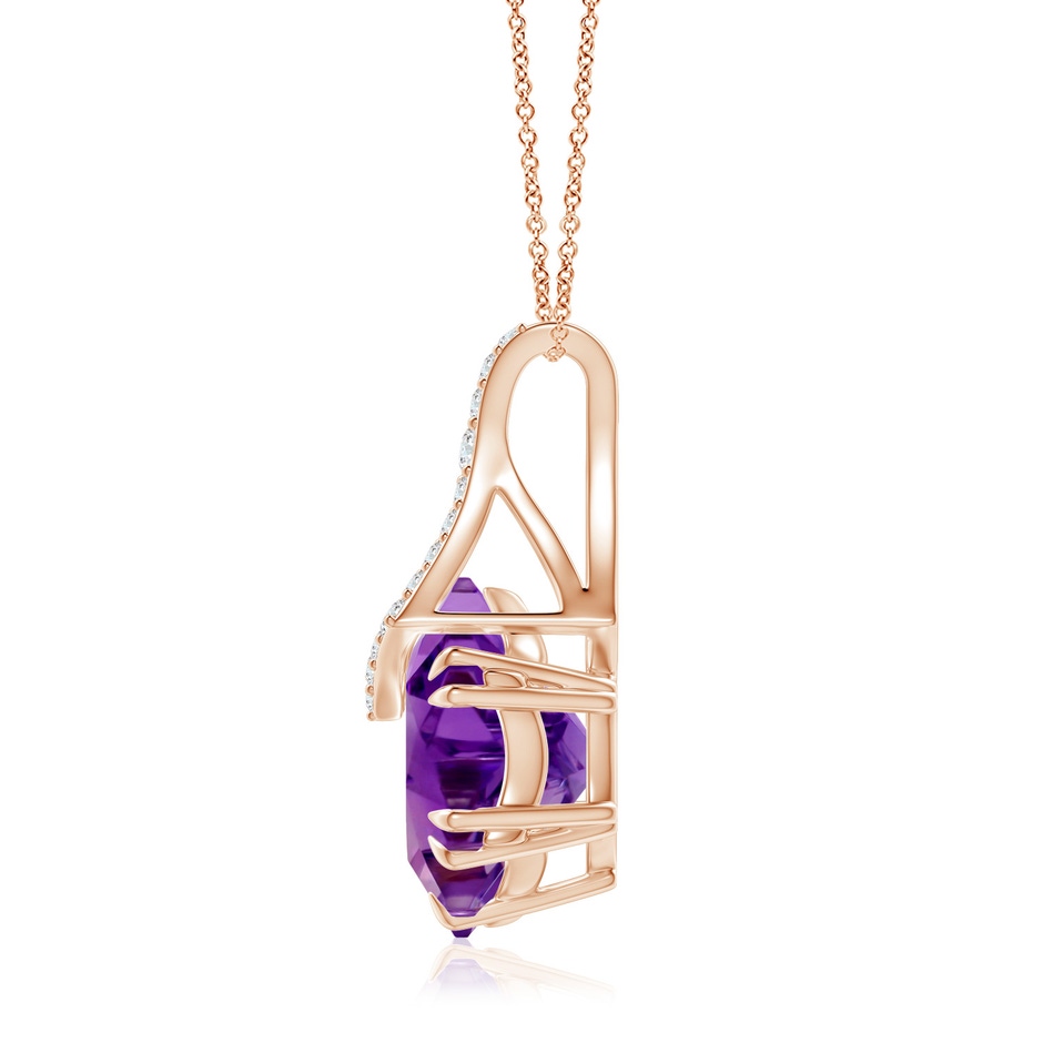 12mm AAAA Snowflake-Cut Amethyst Kite-Shaped Bale Pendant in Rose Gold side-1