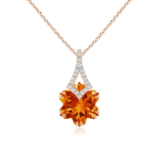 10mm AAAA Snowflake-Cut Citrine Kite-Shaped Bale Pendant in Rose Gold