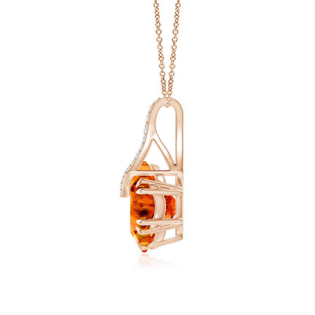 10mm AAAA Snowflake-Cut Citrine Kite-Shaped Bale Pendant in Rose Gold Side-1