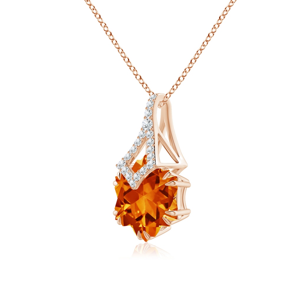 10mm AAAA Snowflake-Cut Citrine Kite-Shaped Bale Pendant in Rose Gold Side-2