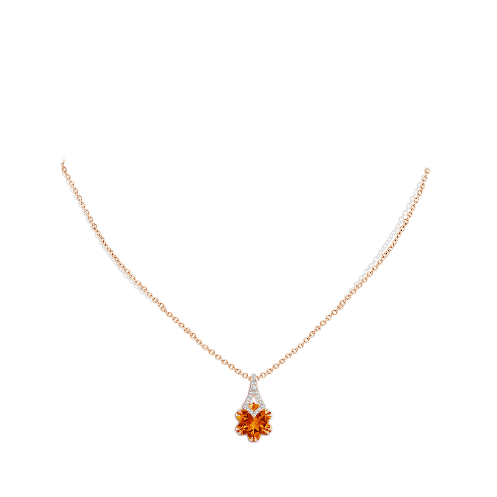 10mm AAAA Snowflake-Cut Citrine Kite-Shaped Bale Pendant in Rose Gold Body-Neck