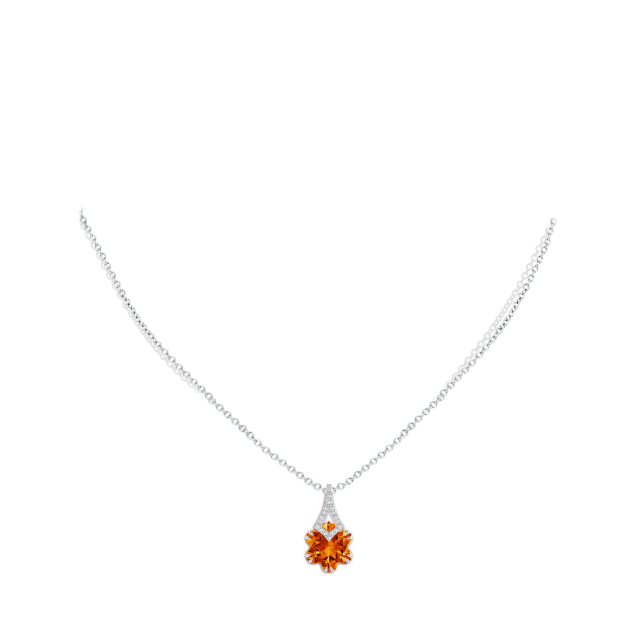 10mm AAAA Snowflake-Cut Citrine Kite-Shaped Bale Pendant in White Gold body-neck