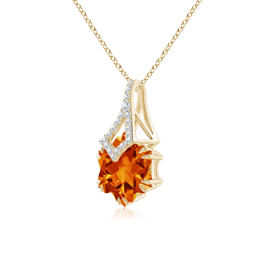 10mm AAAA Snowflake-Cut Citrine Kite-Shaped Bale Pendant in Yellow Gold Side-2