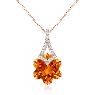12mm AAAA Snowflake-Cut Citrine Kite-Shaped Bale Pendant in Rose Gold