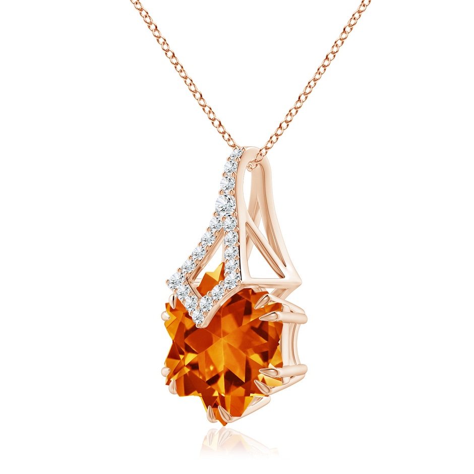 12mm AAAA Snowflake-Cut Citrine Kite-Shaped Bale Pendant in Rose Gold side-2