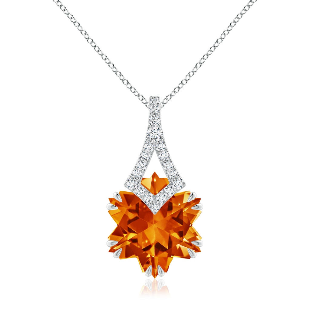 12mm AAAA Snowflake-Cut Citrine Kite-Shaped Bale Pendant in White Gold