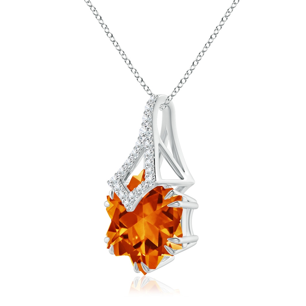 12mm AAAA Snowflake-Cut Citrine Kite-Shaped Bale Pendant in White Gold Side-2