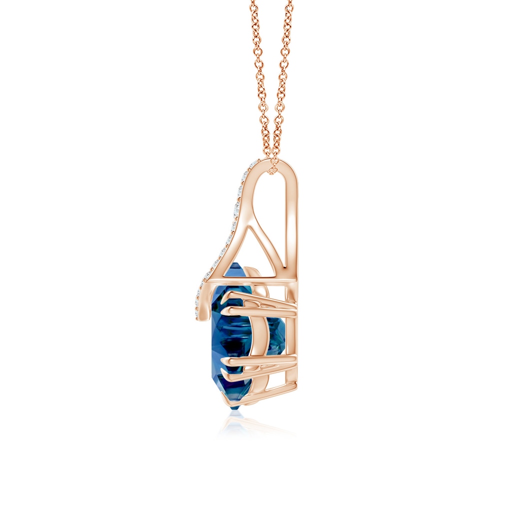 10mm AAAA Snowflake-Cut London Blue Topaz Kite-Shaped Bale Pendant in Rose Gold - side_1