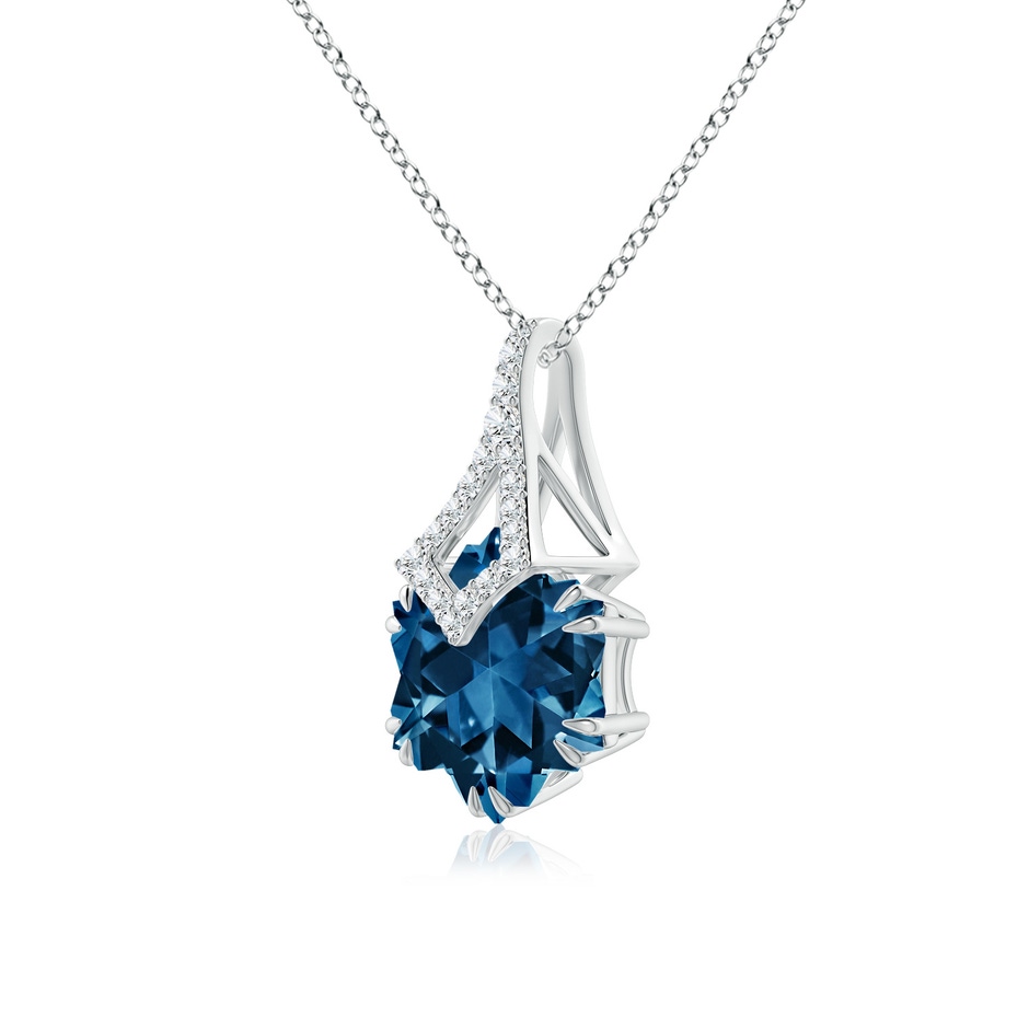 10mm AAAA Snowflake-Cut London Blue Topaz Kite-Shaped Bale Pendant in White Gold side-2